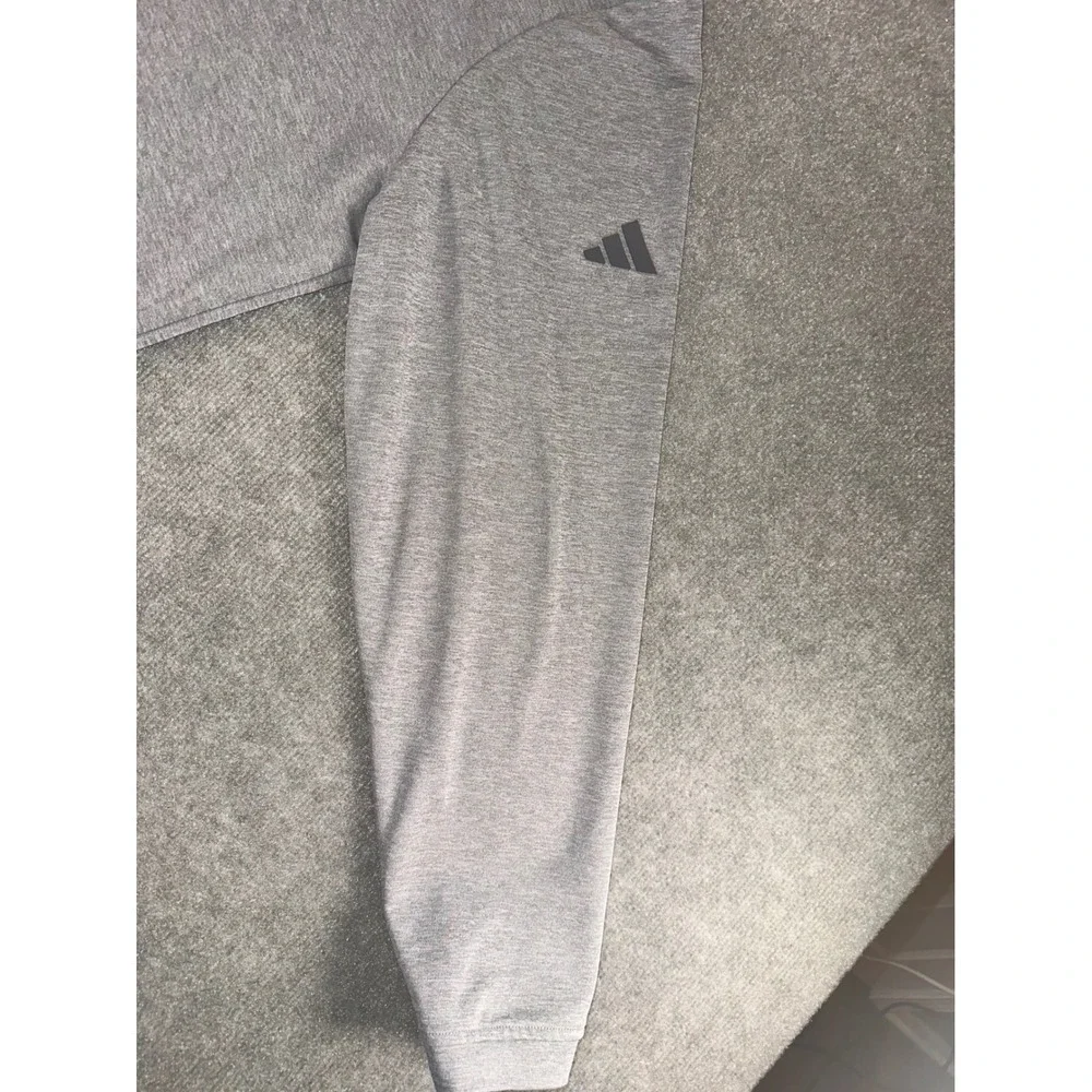 Adidas Mens XL Quarter Zip Pullover Heathered Grey Long Sleeve Athletic Top